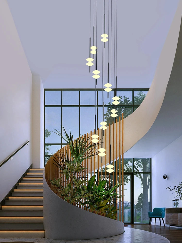 Nordic Staircase Long Chandelier Villa Duplex Chandelier Modern Light Luxury Conical Acrylic Design, 2023 New Pendant Light