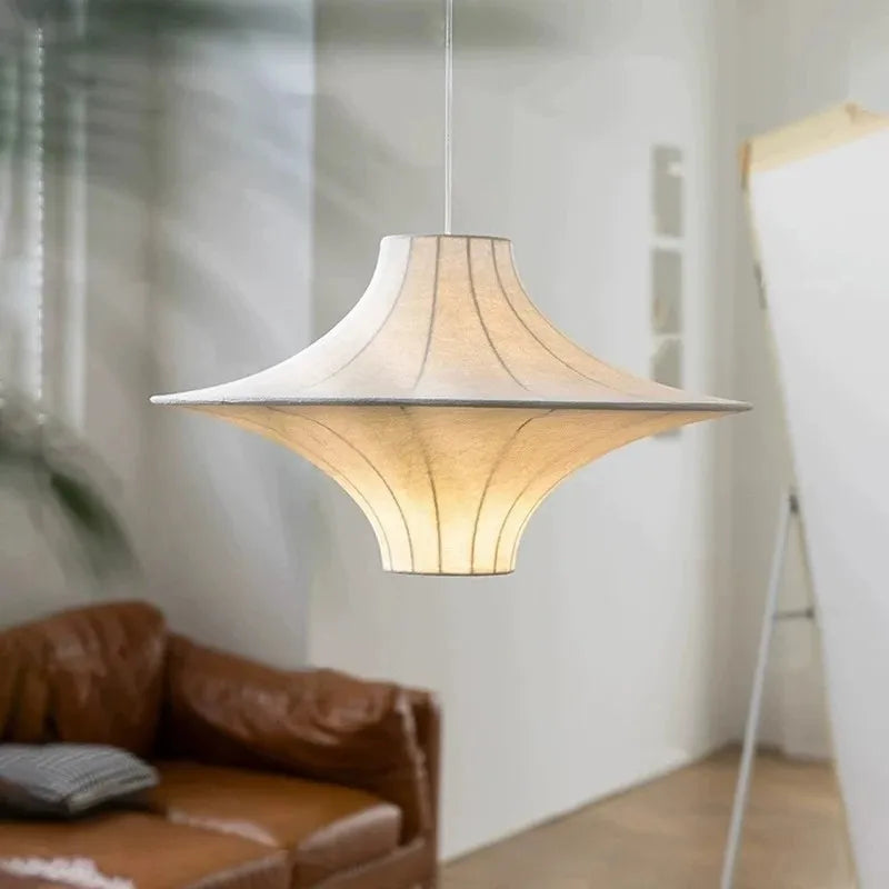 lustre wabi sabi minimaliste en soie avec led intégrée