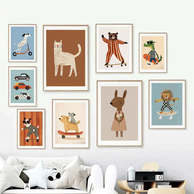 affiches amusantes d'animaux pour décoration chambre enfant