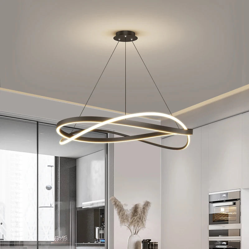 lustre led nordique minimaliste pour grand hall d'art