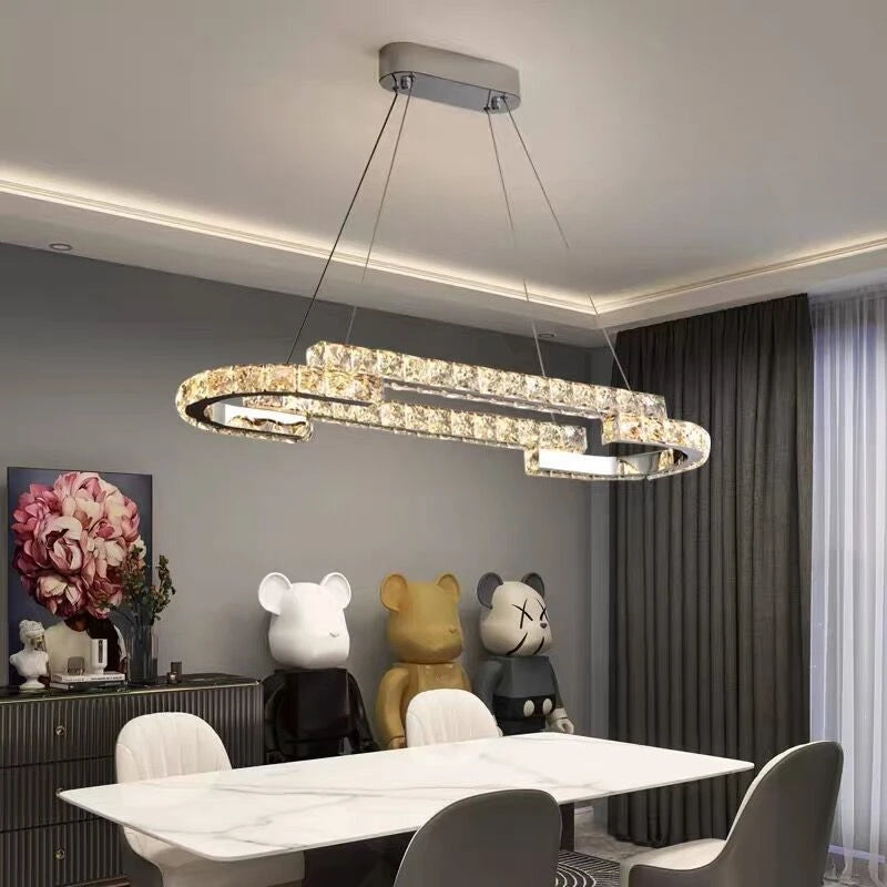 lustre nordique en cristal acier inoxydable miroir led intérieur