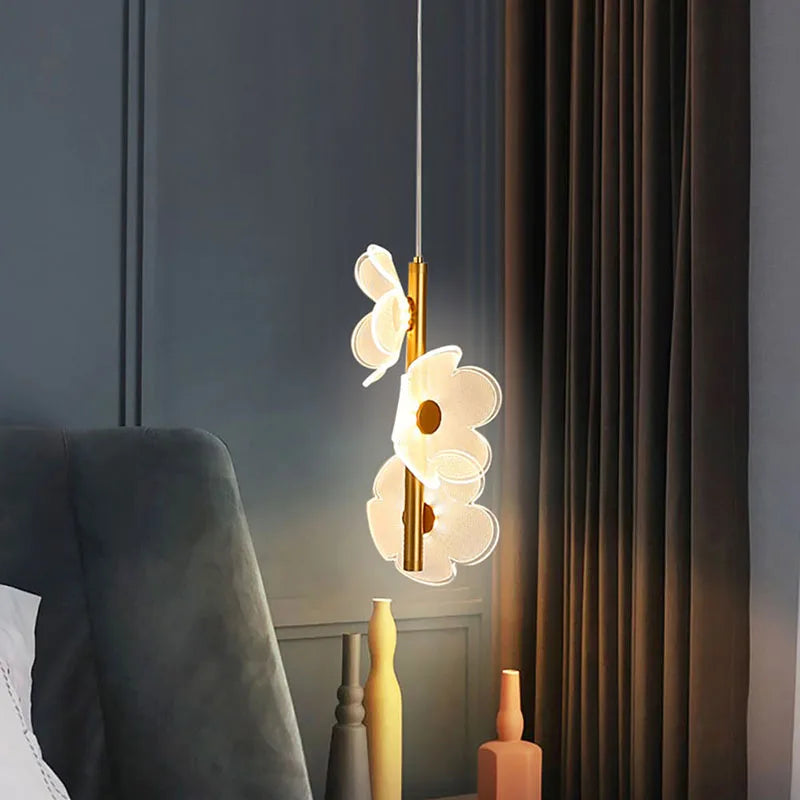 suspension design fleur lumineuse pour intérieur enfants et étude