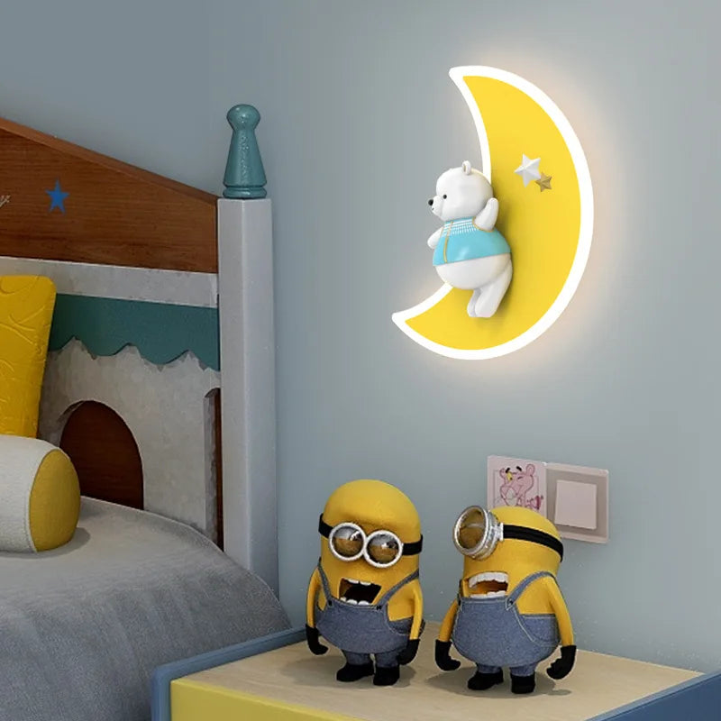 applique murale ours blanc lampe lune pour chambre enfant