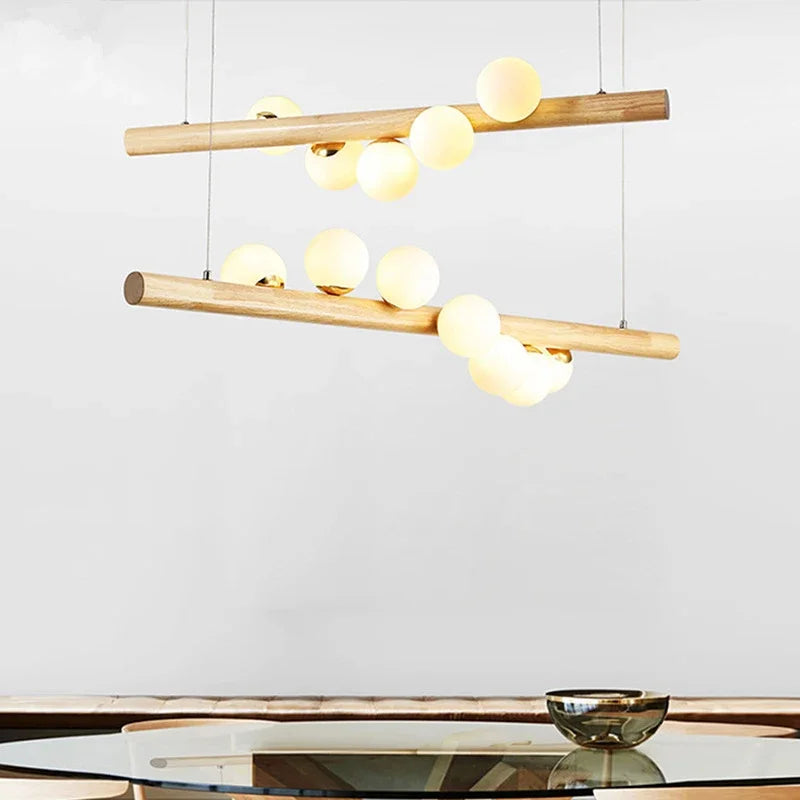 lustre japonais en bois massif design créatif éclairage tendance