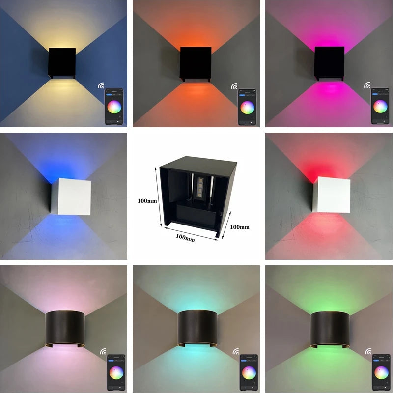 applique murale extérieure intelligente avec lumière rgb et cct