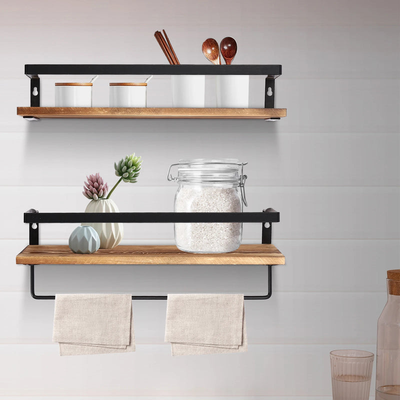 etagère murale en bois avec barre porte-serviettes pour rangement pratique