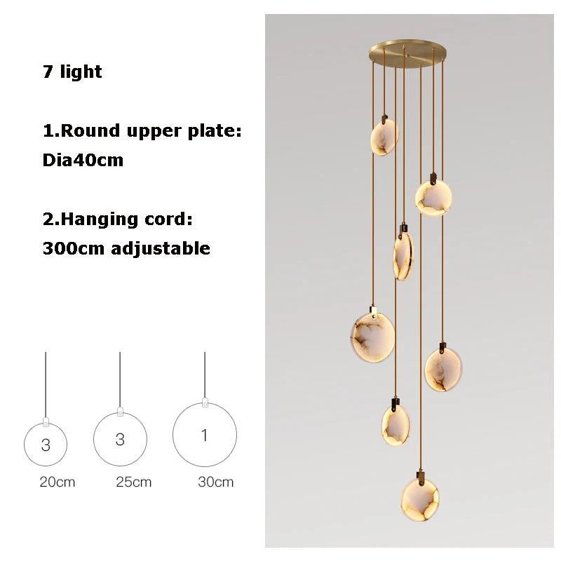 lustre design en marbre doré avec éclairage led tendance 2024