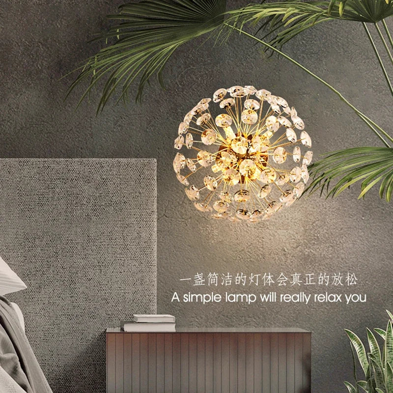 Dandelion Crystal Ceiling Light 2024 New Style Living Room, Bedroom, Study Decoration Light Creative Sun Flower LED Light