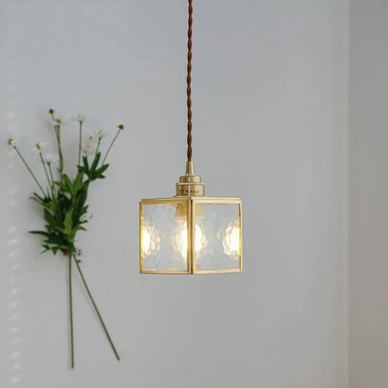 suspension vintage en cuivre avec verre pour éclairage intérieur