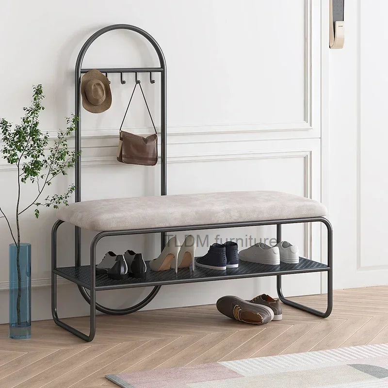 banc de rangement minimaliste pour chaussures et rangement