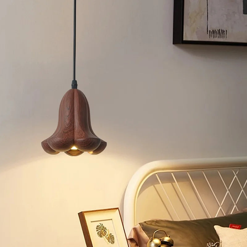 lustre suspendu moderne en bois de noyer fait main décoration maison