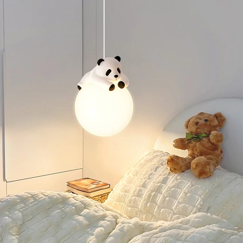lustre suspendu en résine panda pour chambre d'enfants