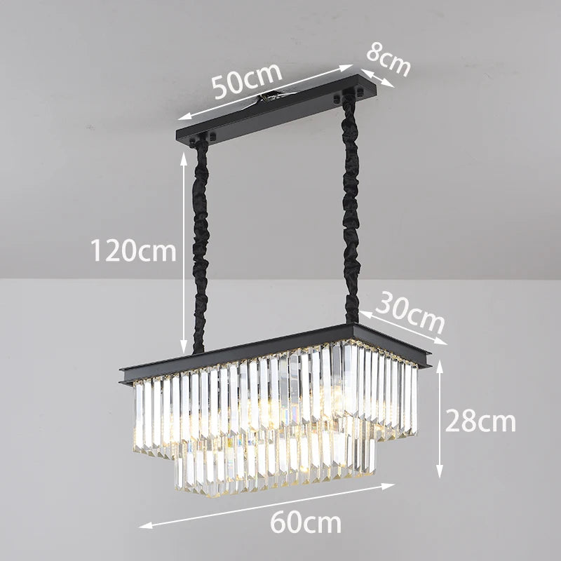 lustre suspendu en cristal luxe avec lampes rondes en fer doré