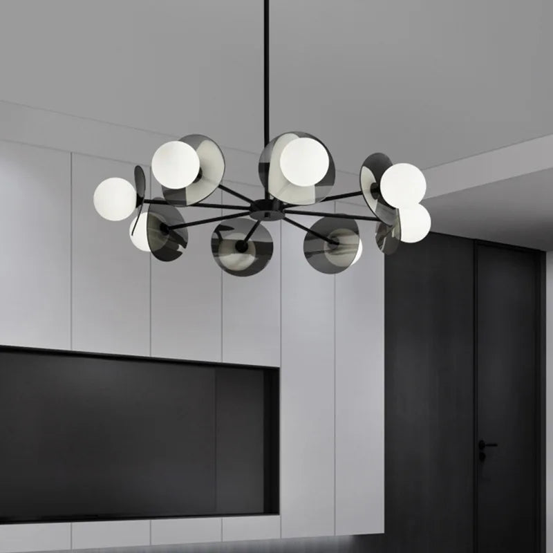 lustre de luxe en cuivre avec lumière led minimaliste italienne
