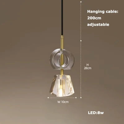 suspension en verre cristal art déco avec éclairage led