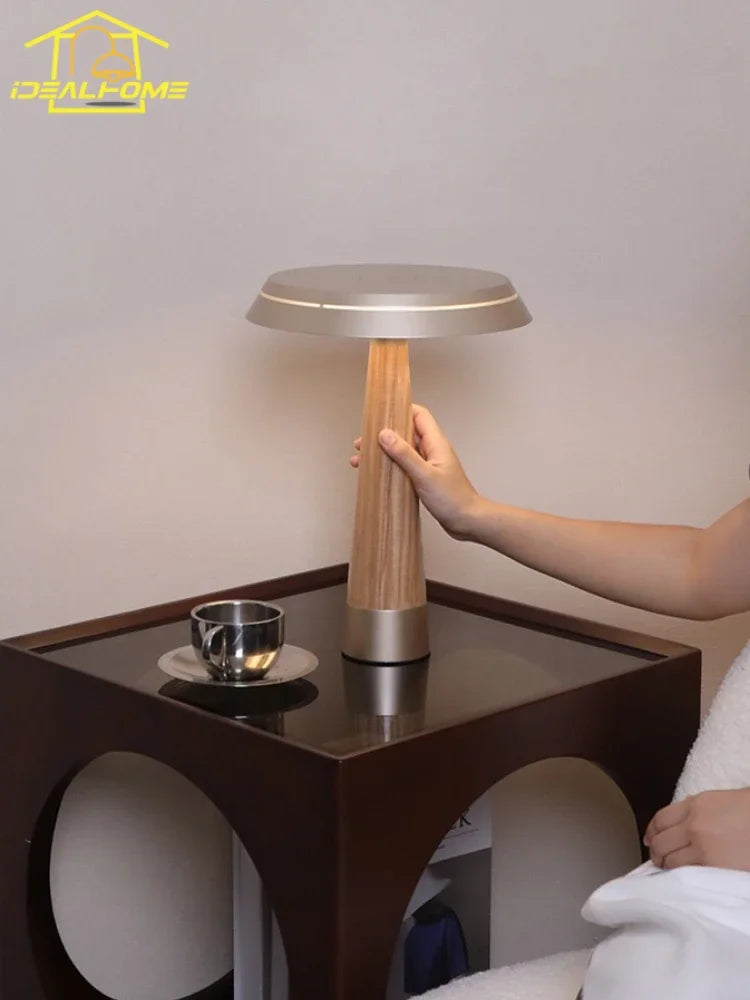 lampe de table minimaliste en bois massif design italien avec éclairage led