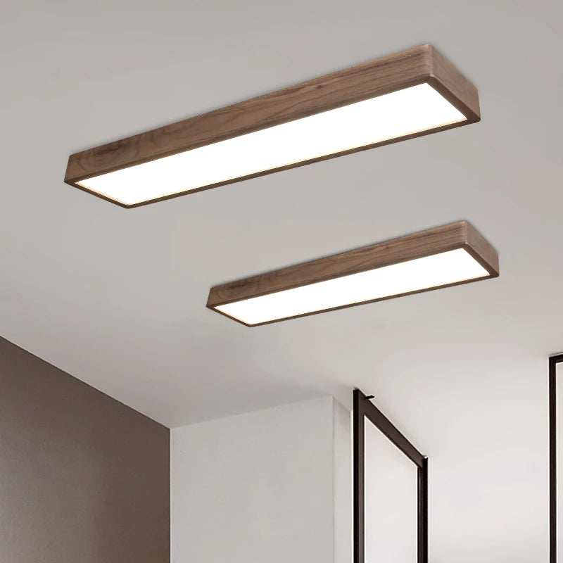 plafonnier carré à led moderne en bois pour intérieur