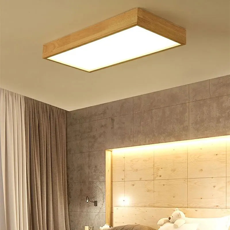 lampe de plafond led minimaliste moderne en bois carrée