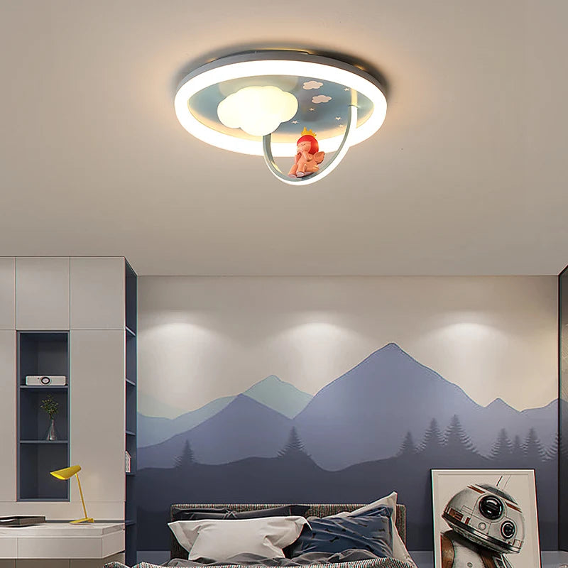 plafonnier créatif avec ventilateur et lumière LED pour enfants