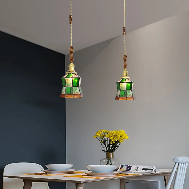 suspension nordique en cuivre avec verre teinté pour intérieur élégant