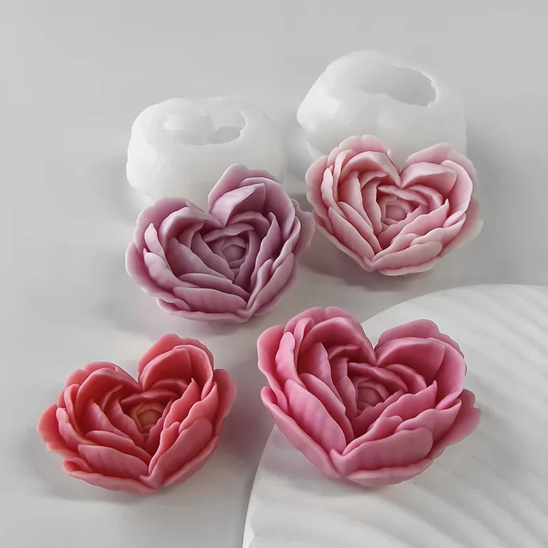 moule à fleurs d'amour en silicone pour bougies et savon DIY