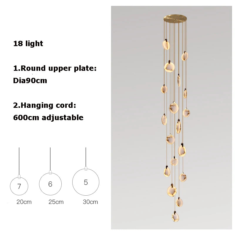 lustre design en marbre doré avec éclairage led tendance 2024