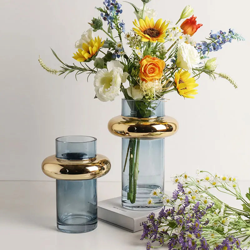 vase en verre doré nordique pour fleurs hydroponiques décoration intérieure