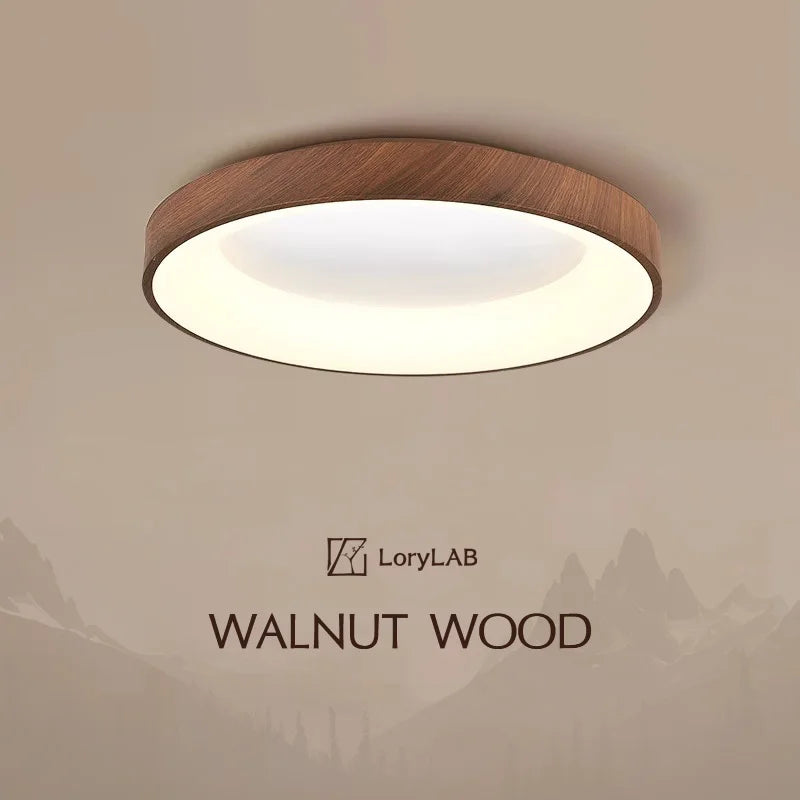 Walnut Color Water Transfer Printing, Modern Minimalist Wabi-Sabi, Ceiling Light for Living Room, Dining Room, Bedroom, Study