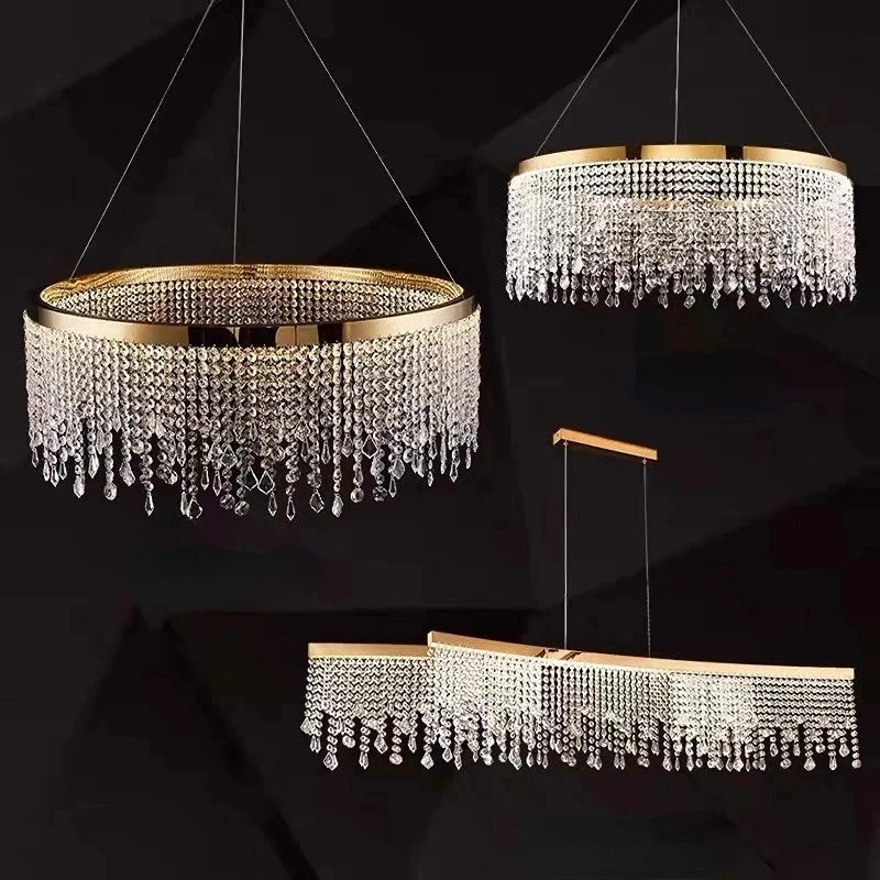 lustre moderne en cristal design circulaire éclairage de luxe suspendu