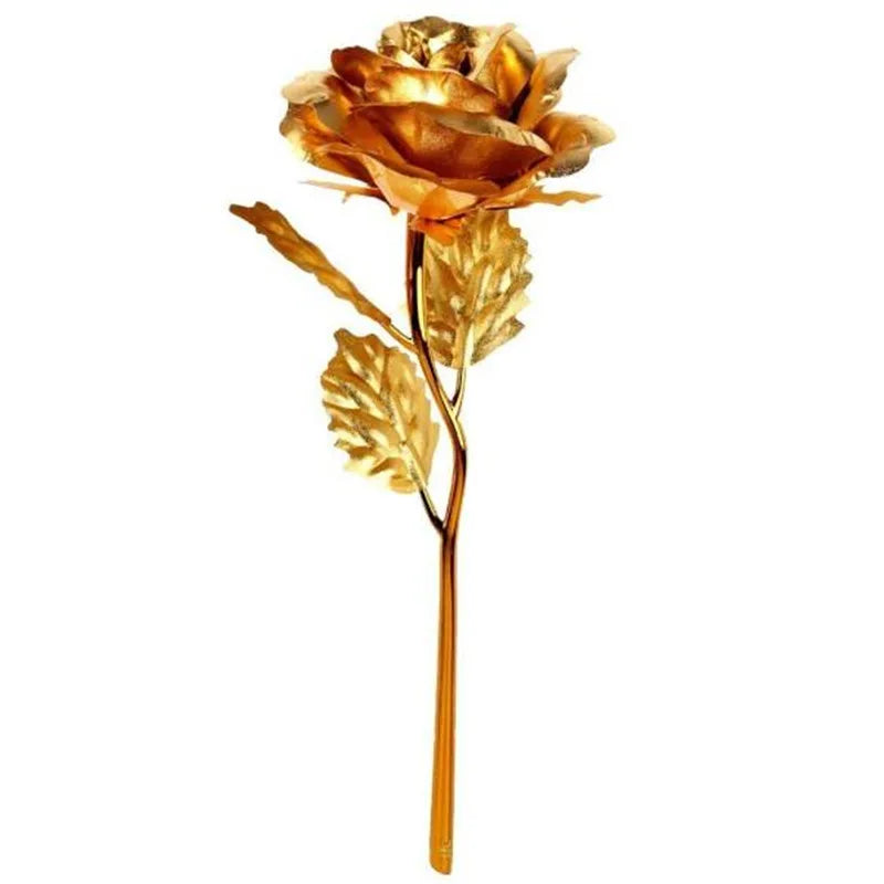 fleur de rose artificielle en métal doré décorative à offrir