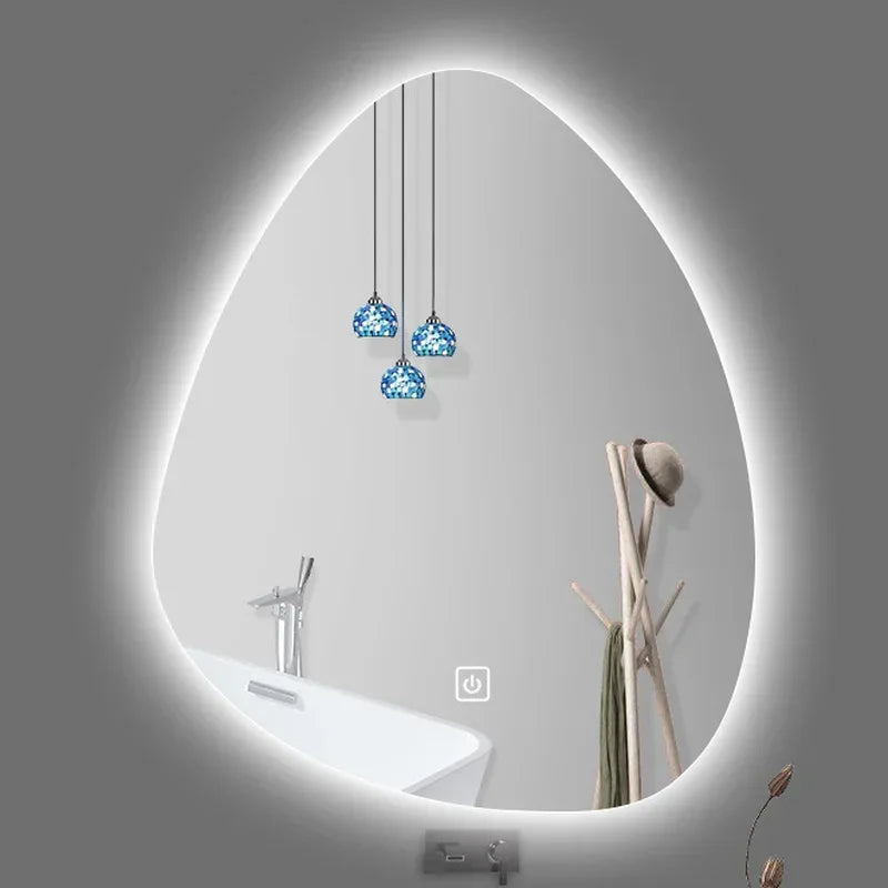 miroir vertical irrégulier avec lumière led et haut-parleur bluetooth