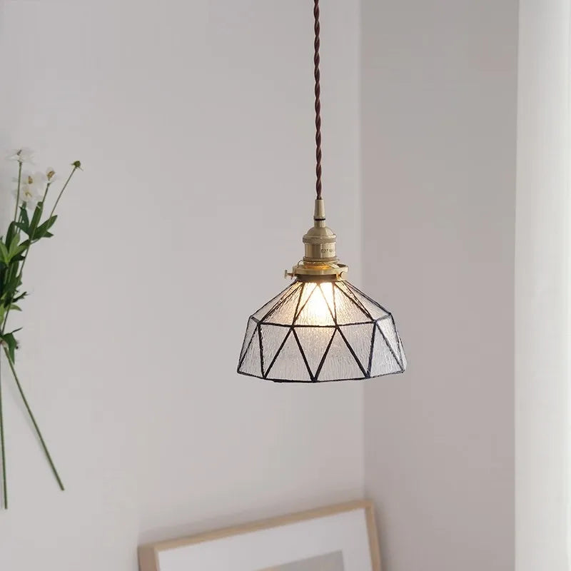 suspension design nordique vintage en laiton et verre