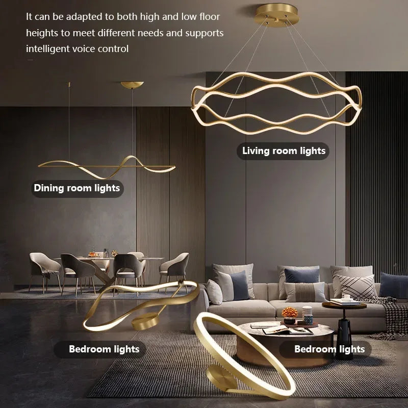 suspension moderne à led pour décoration intérieure élégante et luxueuse