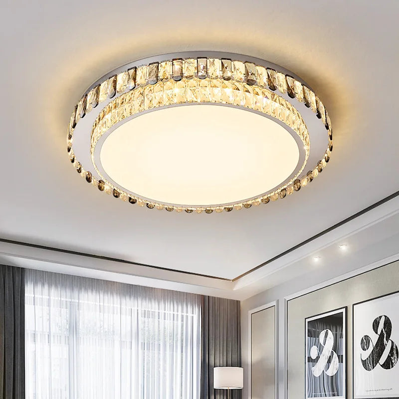 plafonnier led de luxe en cristal rond moderne