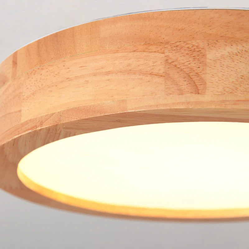 plafonnier led rond simple en bois nordique lampen