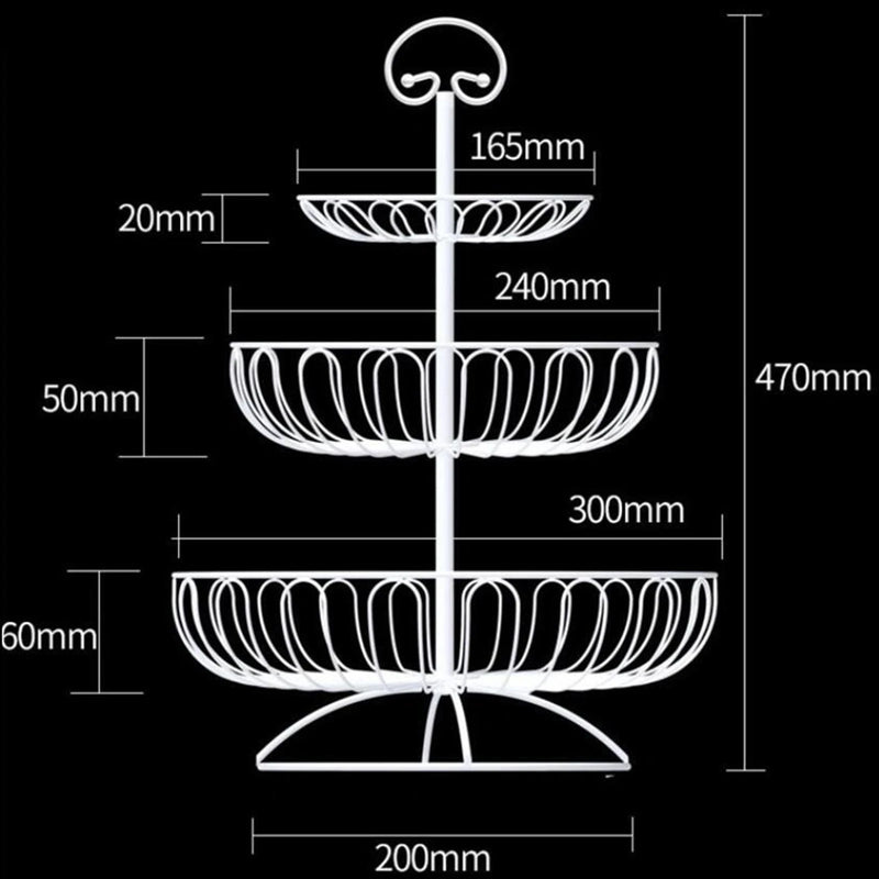 corbeille à fruits à trois niveaux en fil métallique