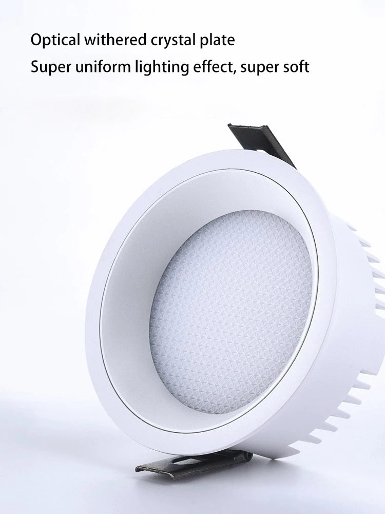 downlight led ultra mince anti-éblouissement en aluminium encastré rond