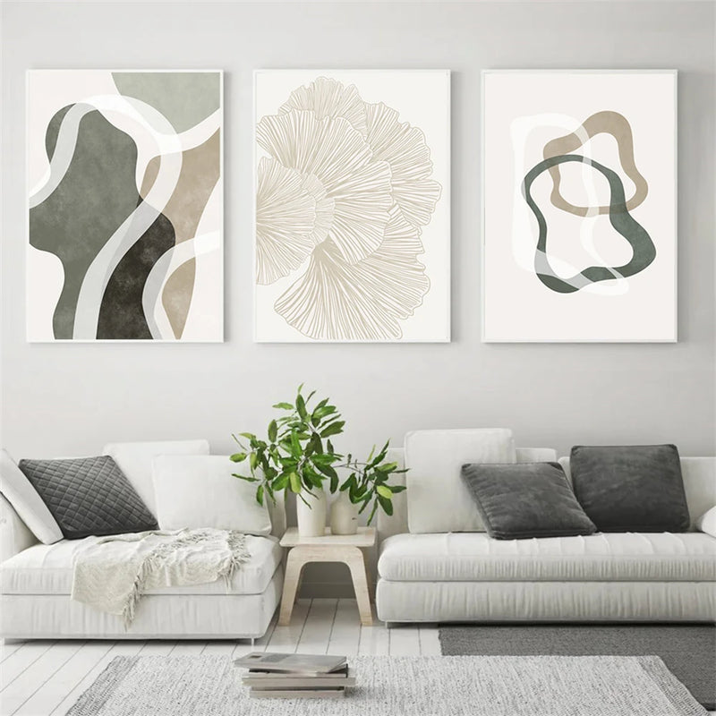 impression abstraite ginkgo sur toile pour décoration murale