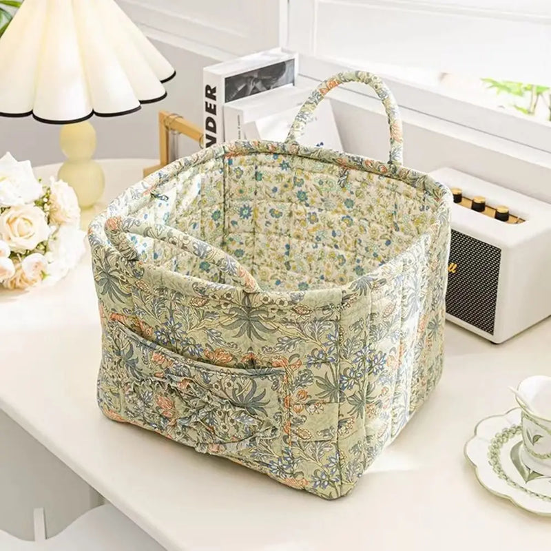 panier de rangement en tissu lavable style pastoral empilable multiusage