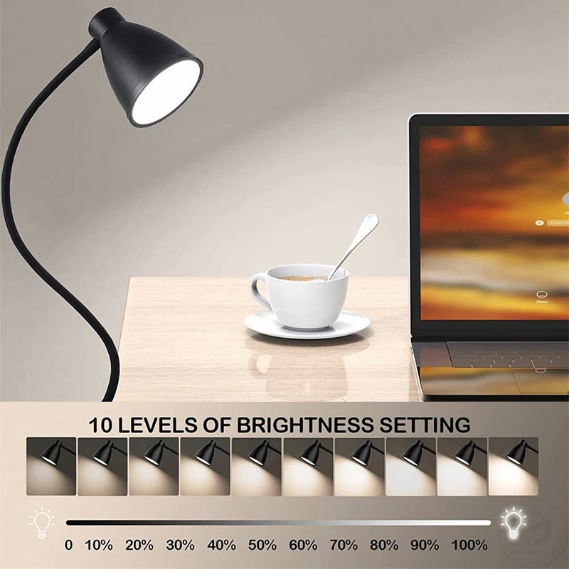 38 LED Desk Lamp 3 Color Modes 10 Brightness Dimmer Reading Light Auto Off Timer Desk Light Flexible Gooseneck Clip Book Light