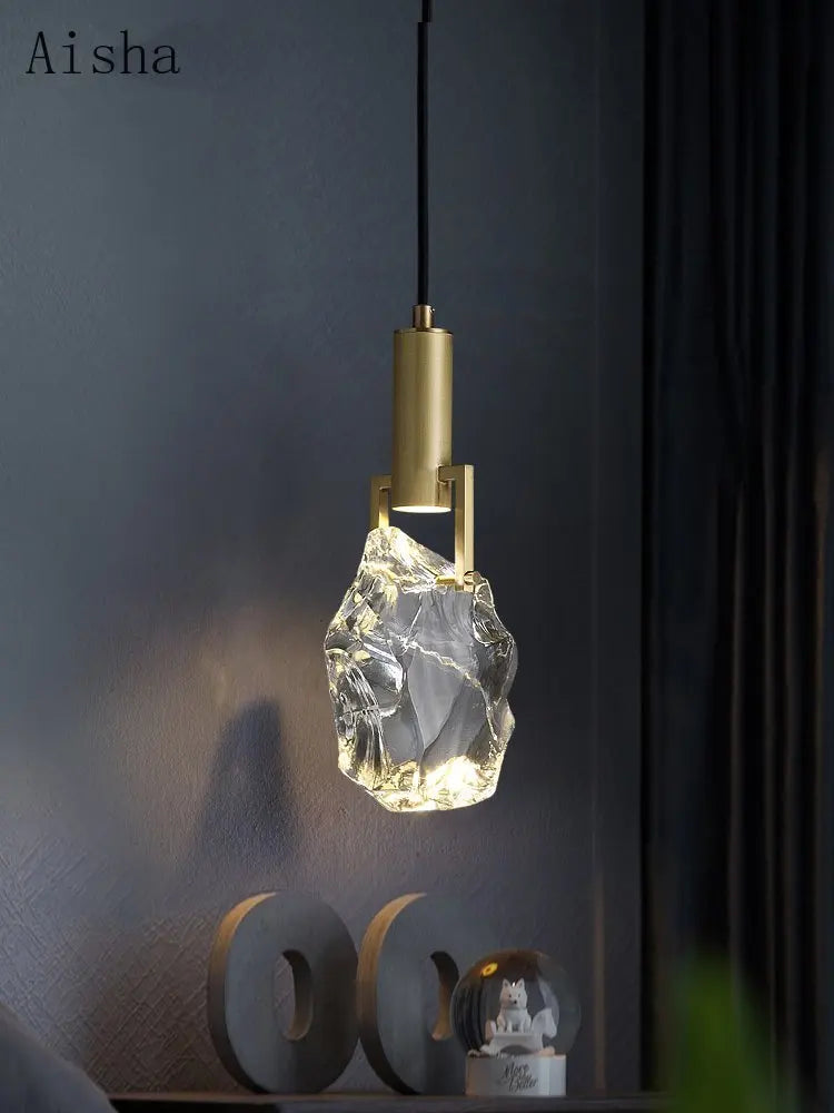 suspension led en cristal luxe légère pour décoration intérieure