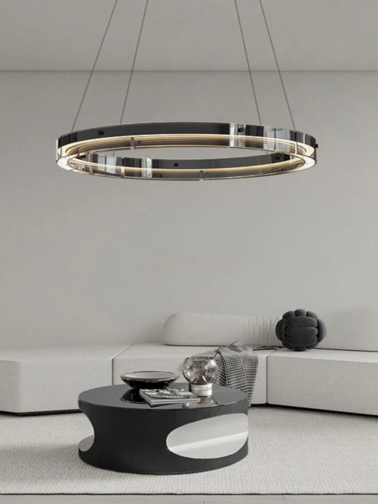 suspension circulaire en verre design moderne et minimaliste