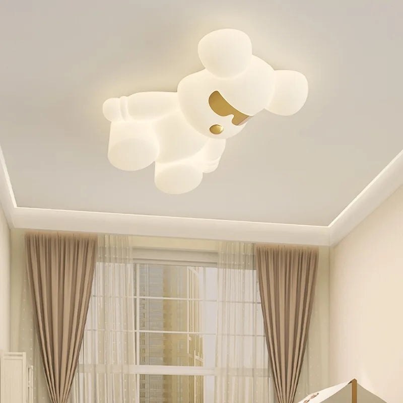 plafonnier ours blanc design moderne pour chambre d'enfant