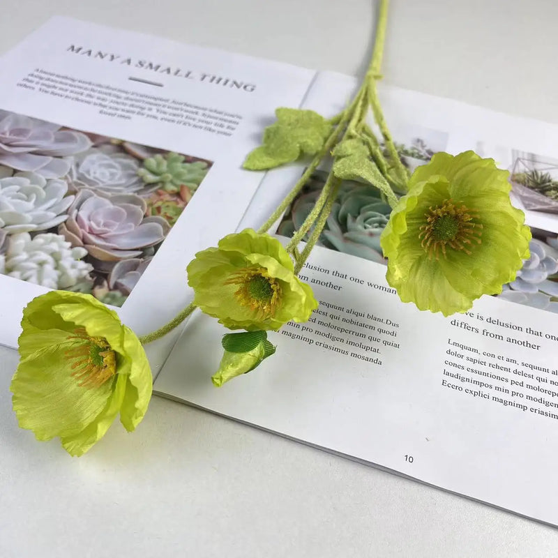 fleurs de pavot artificielles en soie pour décoration et événements