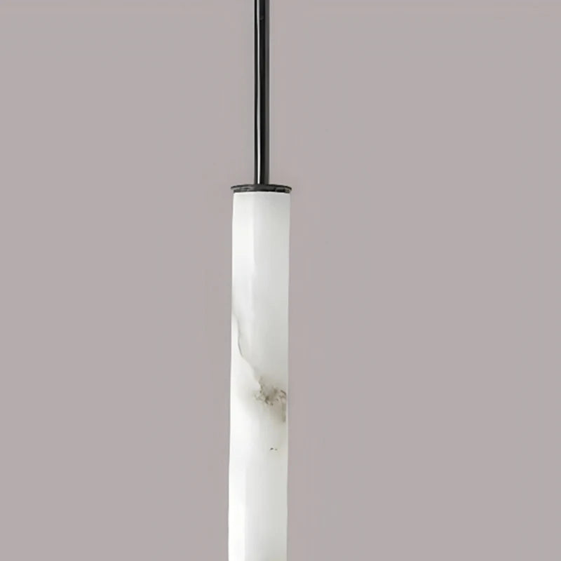 lustre en marbre naturel et laiton noir avec cordon réglable