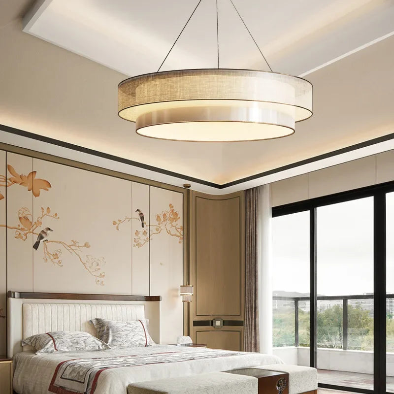 lustre circulaire moderne en tissu pour intérieur élégant