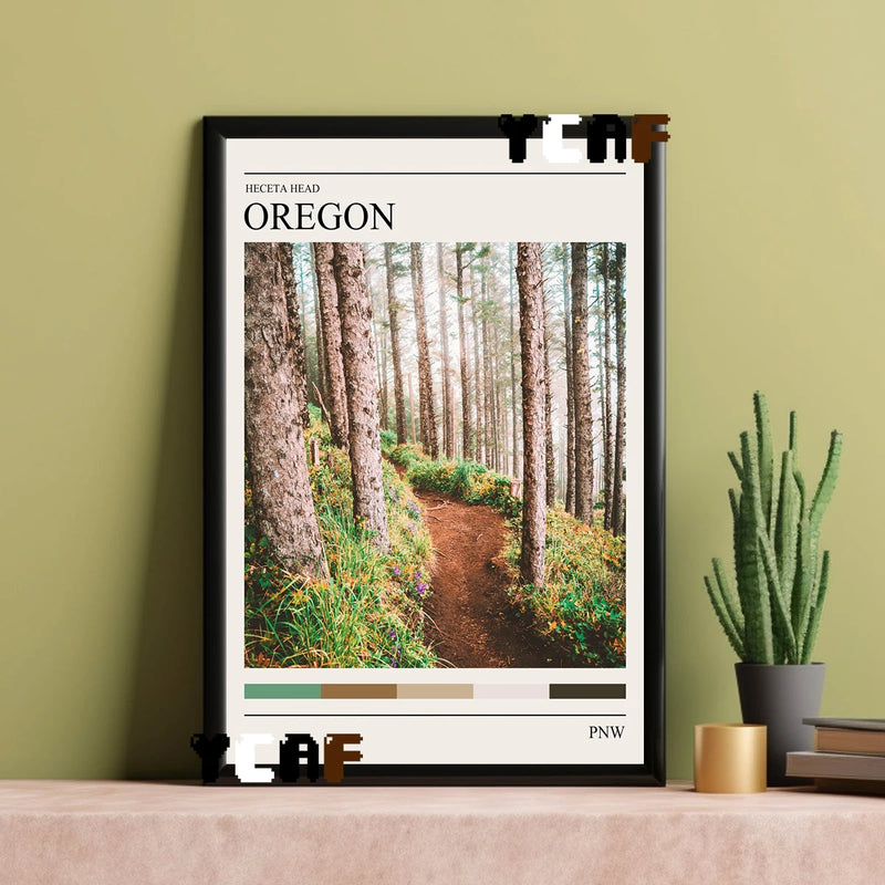 affiche forêt côte oregon impression toile décoration murale paysage naturel