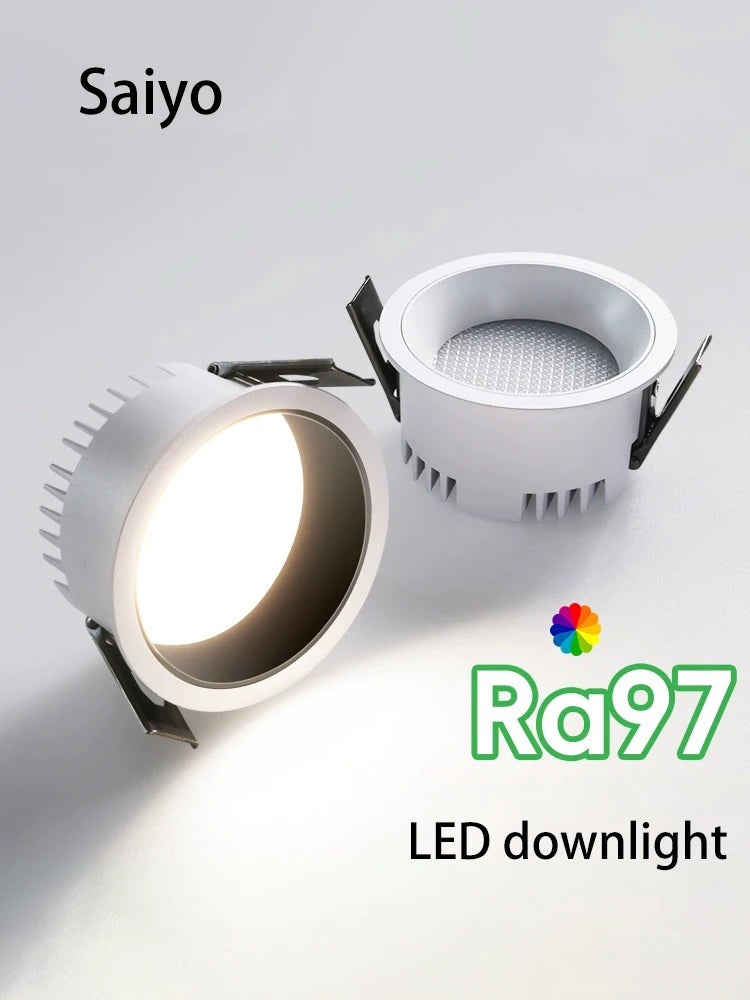 downlight led ultra mince anti-éblouissement en aluminium encastré rond