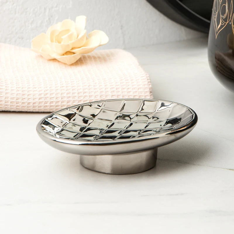 porte-savon en céramique doré et argenté pour salle de bain