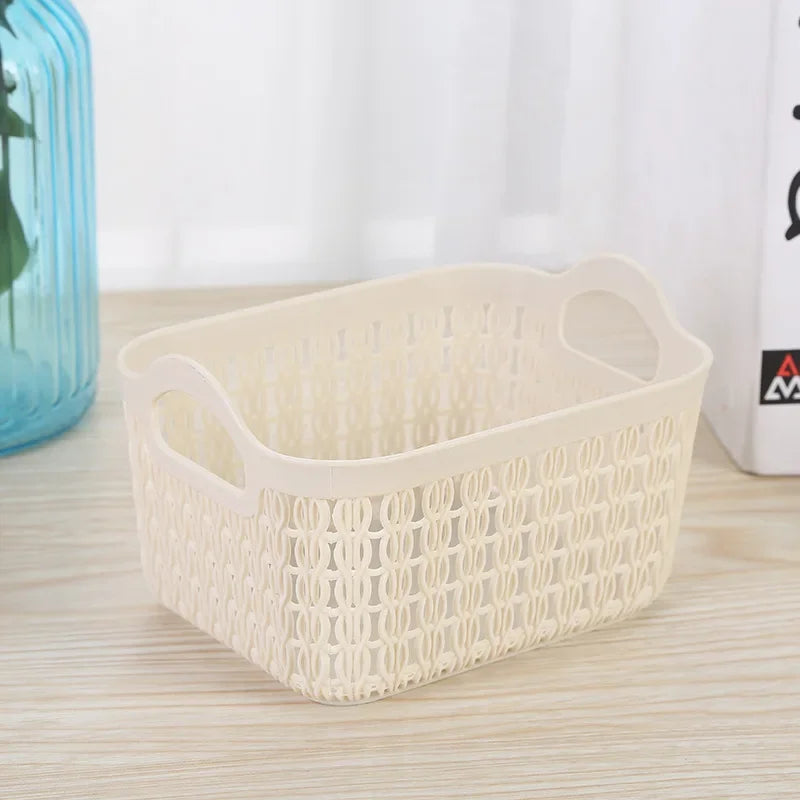 panier de rangement portable en rotin et plastique pour divers articles